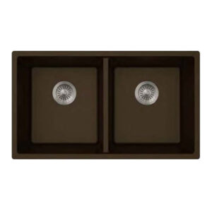 Alpine White Virtuo Granite Double Undermount Equal Bowl Kitchen Sink - 32 1/2" x 18 5/8" x 9 1/2"