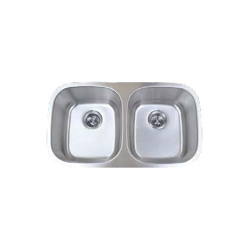 Undermount Stainless Steel Double Bowl Kitchen Sink - 32 1/2" x 18" x 9" x 9"
