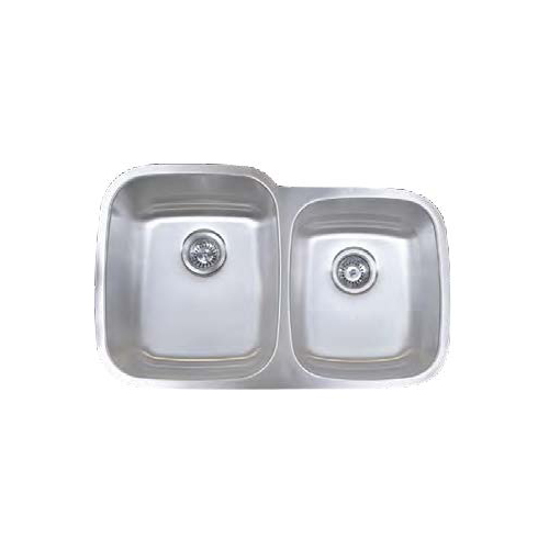 Undermount Stainless Steel Double Bowl Kitchen Sink - 32" x 20 3/4" x 9" x 7" - Left