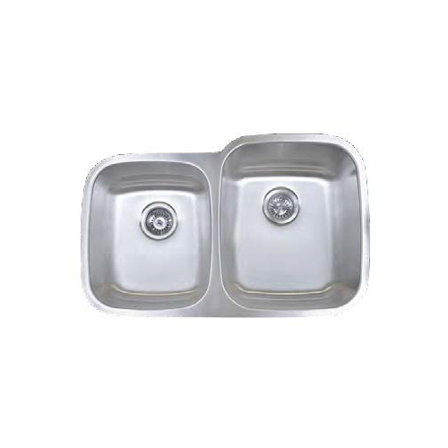 Undermount Stainless Steel Double Bowl Kitchen Sink - 32" x 20 3/4" x 9" x 7" - Right